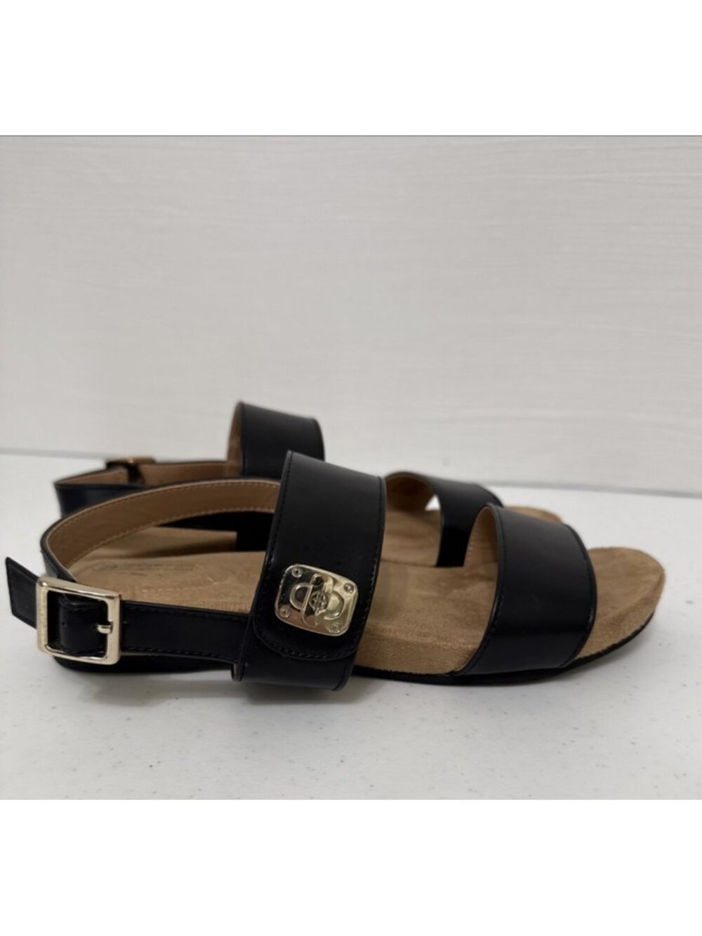 Giani Bernini Black Sandals Women's Size 7.5 Memory Foam Adjustable Heel Strap